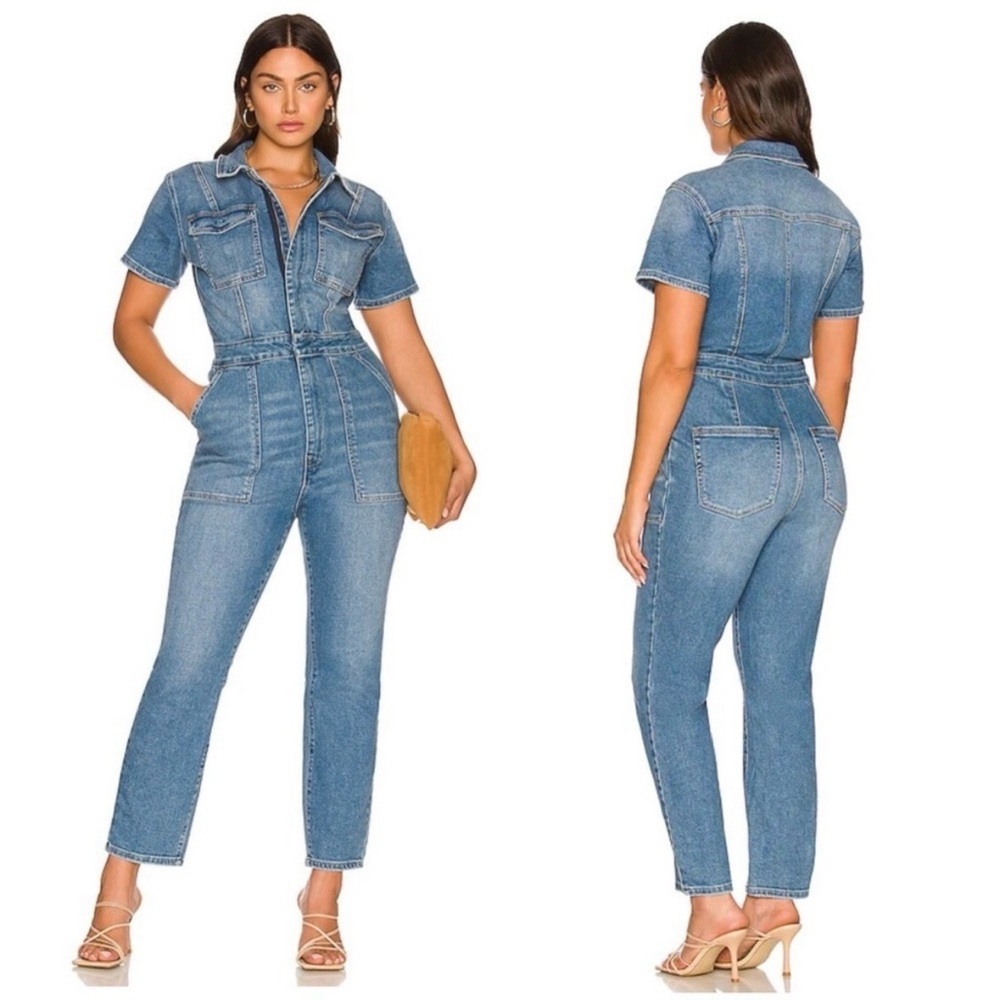 Fit 4 Success Blue Denim Jumpsuit,‎ Size Medium NWT
